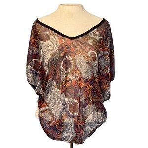 Self-esteem sheer blouse Multi color pattern,Large